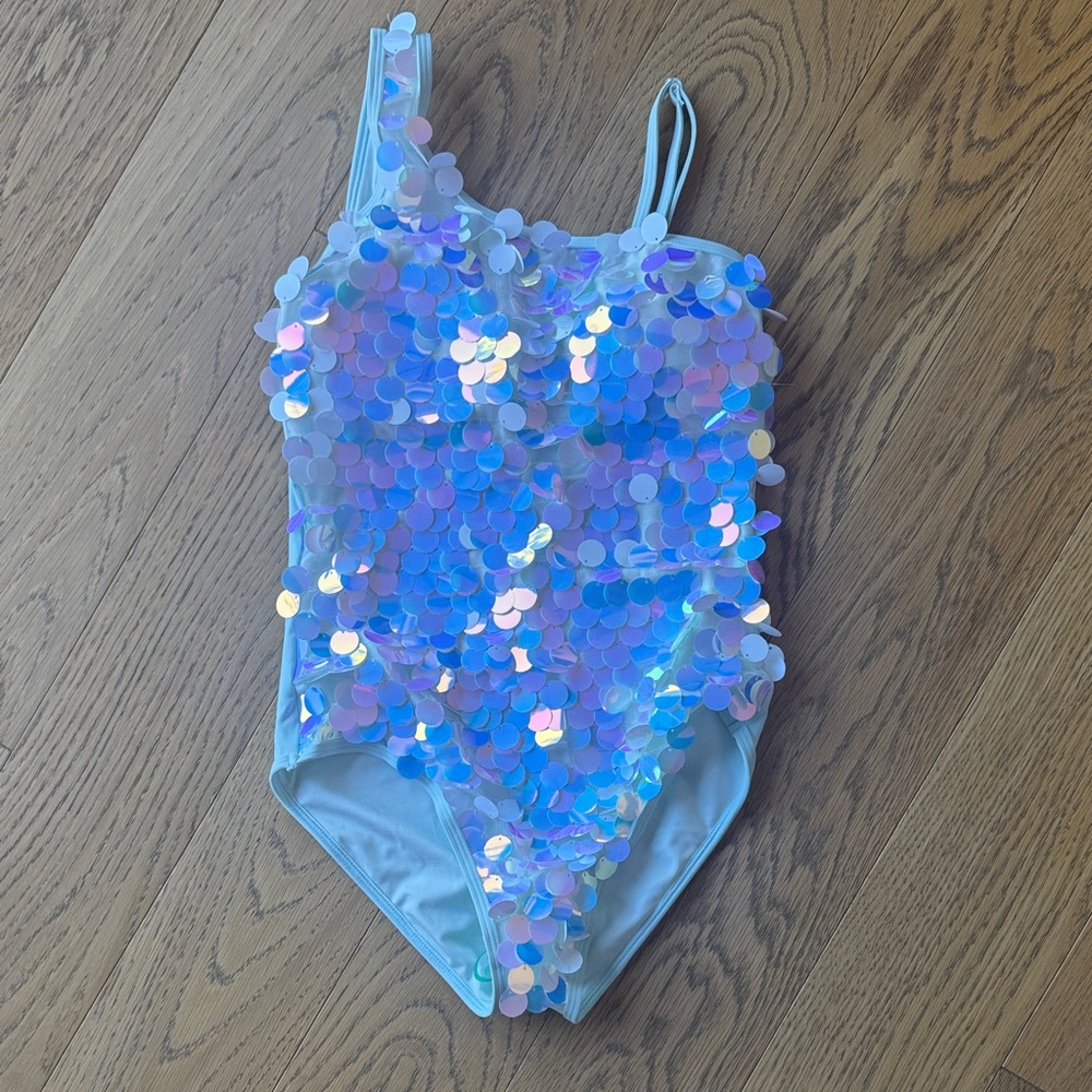 Lola + The Boys Iridescent Blue Kids Swim One Piece